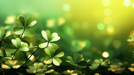 Golden and Green Shamrocks on Festive Background