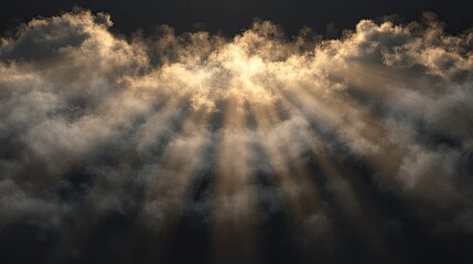Vector cloud with the sun. Dawn, sunrise, light, rays of the sun. Cloud, smoke, fog. PNG. 