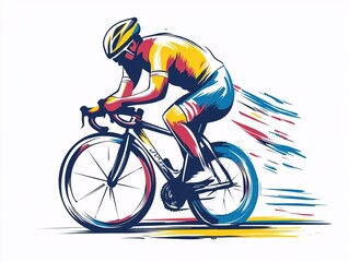 Fototapeta premium Cyclist in vibrant motion illustration.