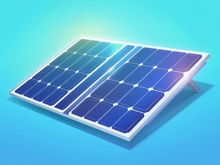 Solar panel with blue sky background