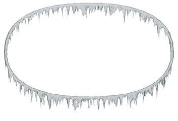 Horizontal Icy Oval: This 3D render of a horizontal oval frame, adorned with dripping icicles, creates a wintry and enchanting atmosphere.