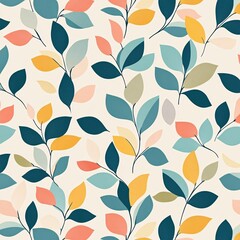 Colorful leafy pattern on light background