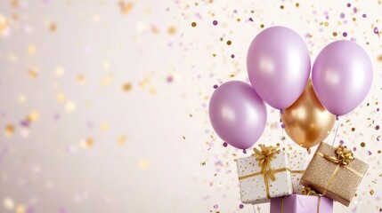 Elegant Celebration Background with Balloons and Gifts