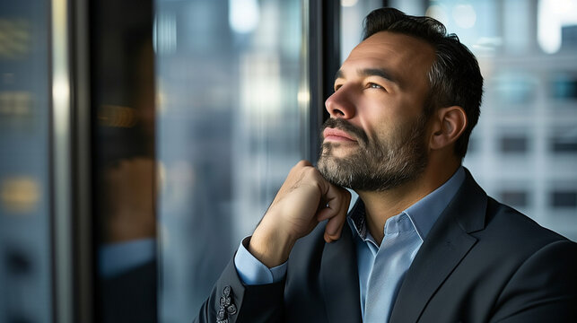 Angel investor with halo evaluating startup pitch, serene smile in soft morning light, entrepreneurial success concept