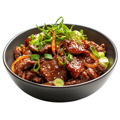 Fototapeta premium Delicious Teriyaki Beef with Green Onions and Sesame Seeds