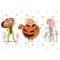 Cute Halloween Kids Costumes Illustration, Festive Season Stock Image