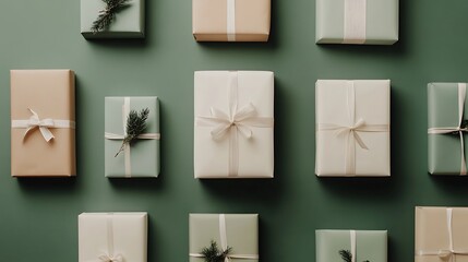Minimalist Wrapped Christmas Gifts with Space for Branding