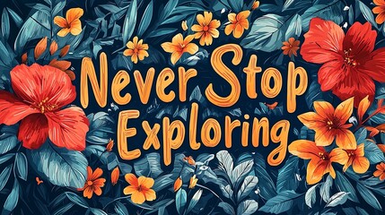 Inspirational lettering with vibrant floral background design