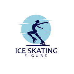 figure ice skating silhouette logo vector graphic template