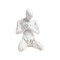 Fototapeta premium White Robot Praying or Meditating