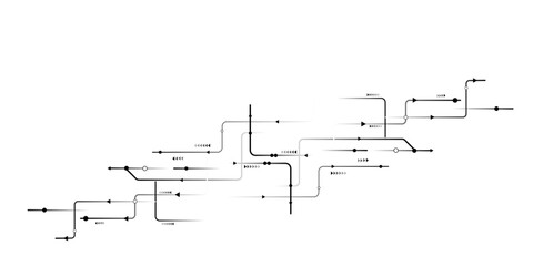 Vector Technology black circuit diagram concept. Abstract technology on white background. High-tech circuit board.