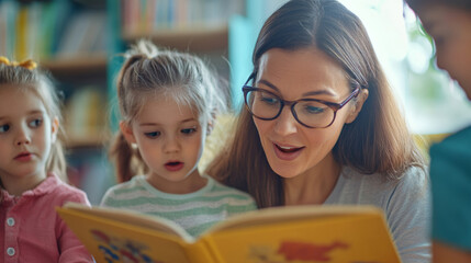 Parent Reading Aloud to Kids in Cozy Setting