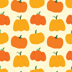Orange pumpkin seamless pattern background for wrapping and wallpaper. Autumn season and Halloween festival