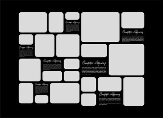 Pictures or photos frame collage. comics page grid layout abstract photo frames and digital photo wall template