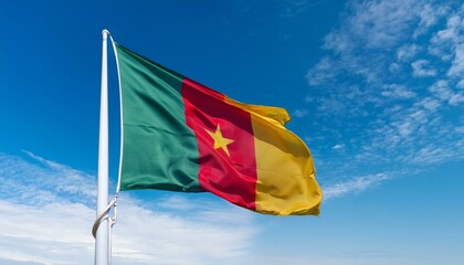 カメルーンの国旗(waving national flag of Cameroon.)