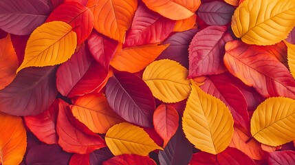 Fototapeta premium A vibrant collection of autumn leaves in shades of red, orange, yellow, and purple.