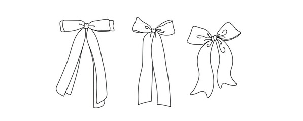 Line art ribbon vector, ribbon collection vector