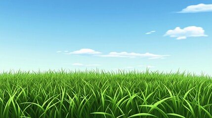 Fototapeta premium Lush green grass with blue sky background