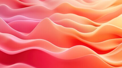 Obraz premium A dynamic 3D gradient background from coral pink to soft orange, with abstract waves and layered textures adding depth and warmth to the scene.