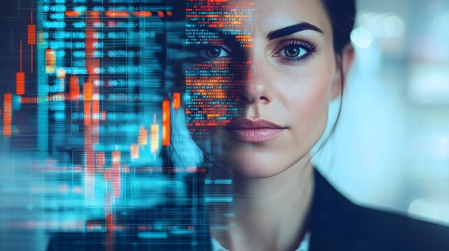 Businesswoman AI Data Technology Concept