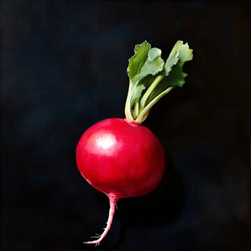 The Beauty of Fresh Radishes on blacke  Background