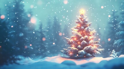 Animated Web Background Featuring a Christmas Tree with Snow Effects