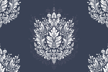 Damask pattern embroidery, Indian pattern aztec geometric art background, Tribal seamless ethnic pattern. Oriental flora, textile. Art ornament print design for carpet, cover wallpaper.