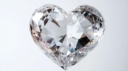 Close-up of a beautiful and luxurious sparkling heart shaped diamond isolated on a white background