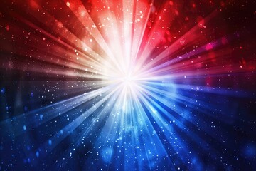Naklejka premium Abstract background with rays of light in red, white and blue colors. The concept symbolizes the power or strength that comes from new beginning after national holiday