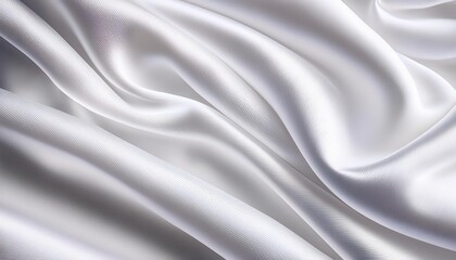 Fototapeta premium Luxurious White Silk Fabric Draped Elegantly with Smooth, Shimmering Texture, Highlighting the Soft and Glossy Folds in High Definition Close-up View
