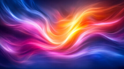 Fototapeta premium A vibrant and dynamic wave of colorful light, blending hues of pink, orange, and blue, creating an abstract artistic expression.