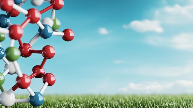 Biomarker discovery represented by brightly colored molecules floating in a vast