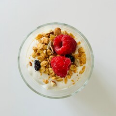 Berry Granola Dessert in Glass with Yogurt