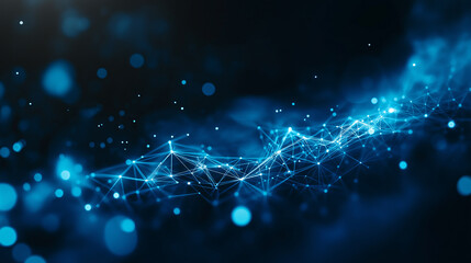 Abstract illustration featuring plexus blue geometrical shapes, Ai