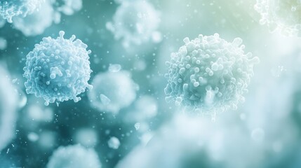 immune defense bacteria, with a color palette of white, soft blue