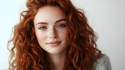 Fototapeta premium europejska kobieta, długie faliste czarne włosy, zbliżenie, piękna, uśmiechnięta, wyrazisty makijaż, białe tło, modelka, artystyczny makijaż, patrząca w kamerę, śmiech, portret, radosna, stylow