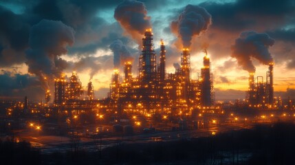 Fototapeta premium Industrial Complex at Twilight