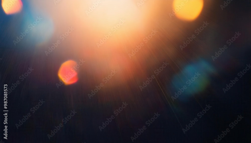 Poster Abstract Colorful Lens Flare and Light Refractions on a Dark Background with Rainbow Bokeh Effects. Glowing Prismatic Orbs and Radiating Sunbeams in a Dreamy, Ethereal, and Vibrant Atmosphere