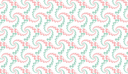 Hmong ethnic pattern, 90 degree spiral heart pattern, green and red.