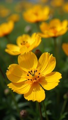 Fototapeta premium Close-Up of Vibrant Yellow Flowers in Bloom Phone wallpaper