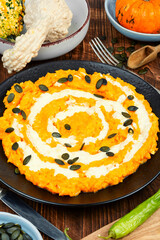 Pumpkin risotto with spices.