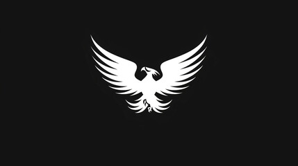 Obraz premium Stylized eagle logo design with open wings on black background