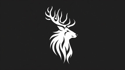 Obraz premium Minimalistic stag head logo design on black background