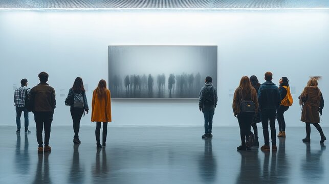 People Viewing Art in Gallery