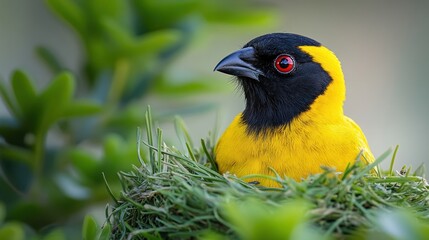 Yellow-fronted Canary in its Nest