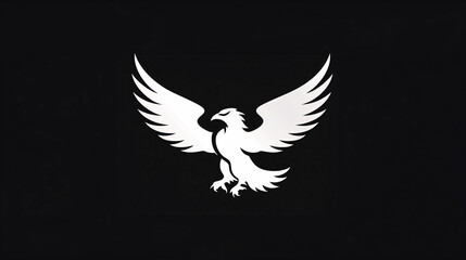 Obraz premium Stylized eagle logo design with open wings on black background