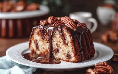 Chocolate Pecan Cake with Drizzle