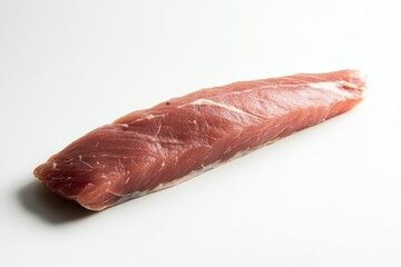 Fresh Raw Tuna Loin on a White Background , ai