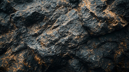 Naklejka premium dark grey and brown rocky texture background - rugged cliffside closeup