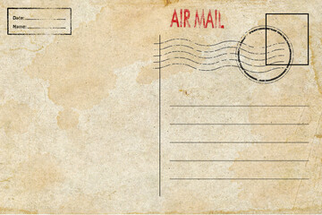 Backside of old postcard with dirty stain